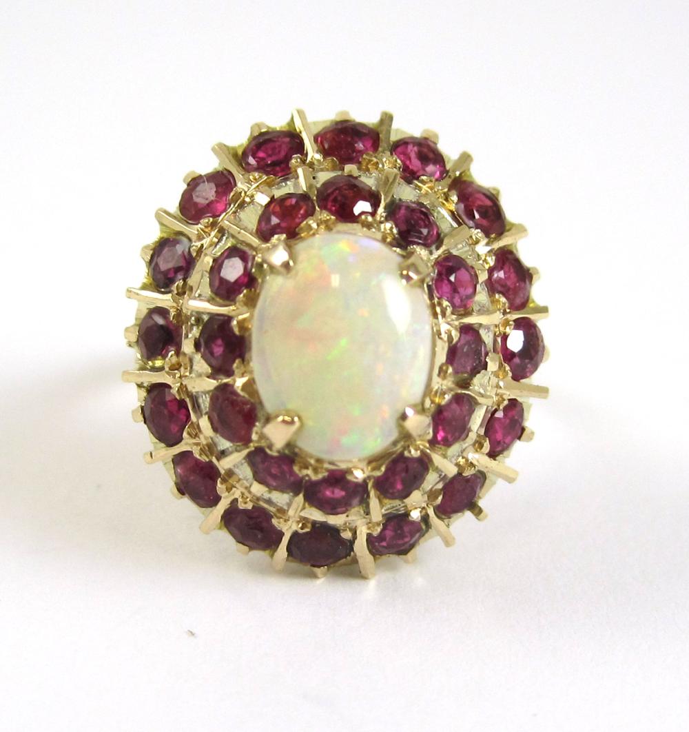 OPAL, RUBY AND FOURTEEN KARAT