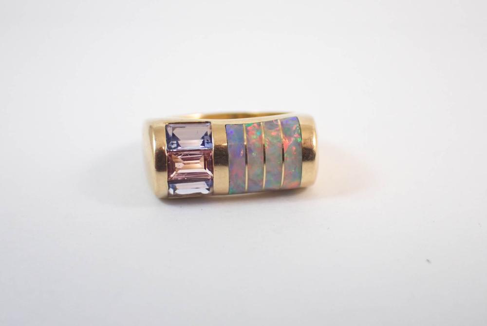 OPAL, TOURMALINE AND FOURTEEN KARAT