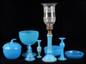 OPALINE GLASS HURRICANE LAMP.
