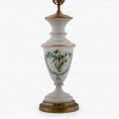 OPALINE GLASS LAMP WITH SHADE