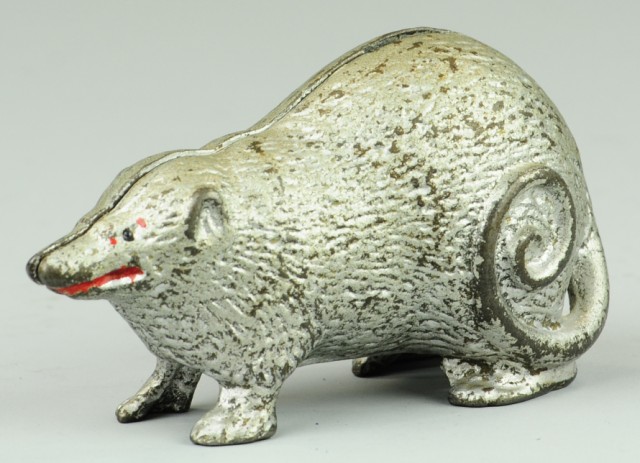 OPOSSUM STILL BANK Arcade cast iron