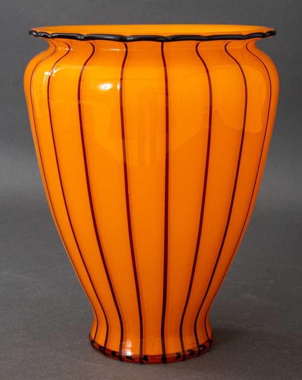 ORANGE AND BLACK "TANGO" GLASS VASE