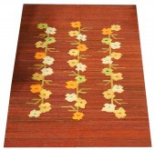 ORANGE FLORAL FLATWEAVE RUGwoo
