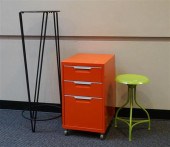 ORANGE METAL OFFICE CABINET, A