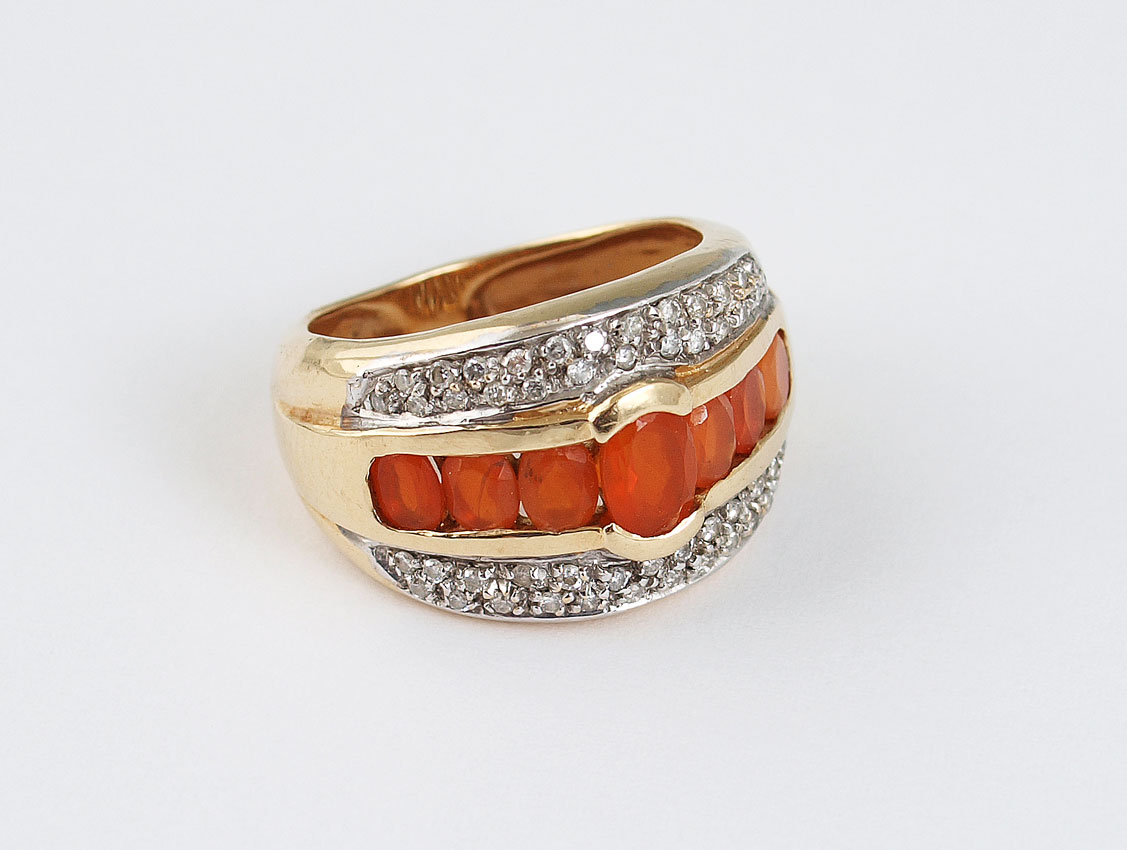 ORANGE MEXICAN OPAL AND DIAMOND