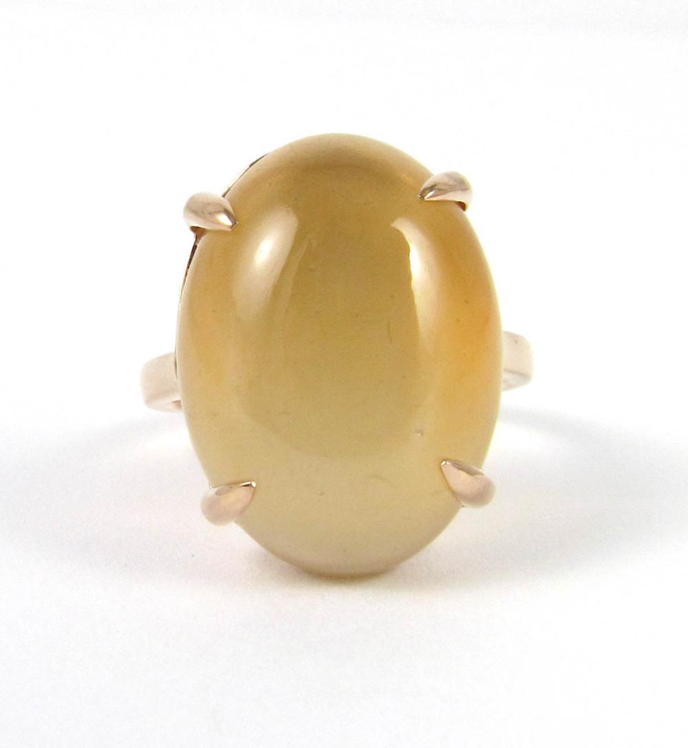 ORANGE MOONSTONE AND FOURTEEN KARAT