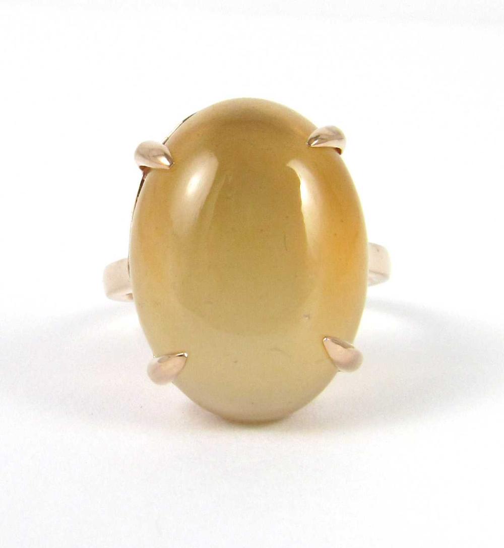 ORANGE MOONSTONE AND FOURTEEN KARAT