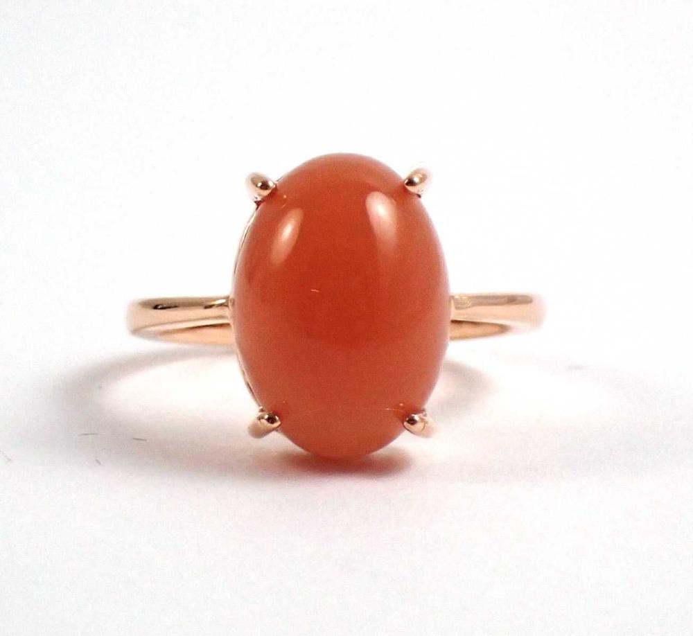 ORANGE MOONSTONE AND FOURTEEN KARAT