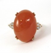 ORANGE MOONSTONE, DIAMOND AND