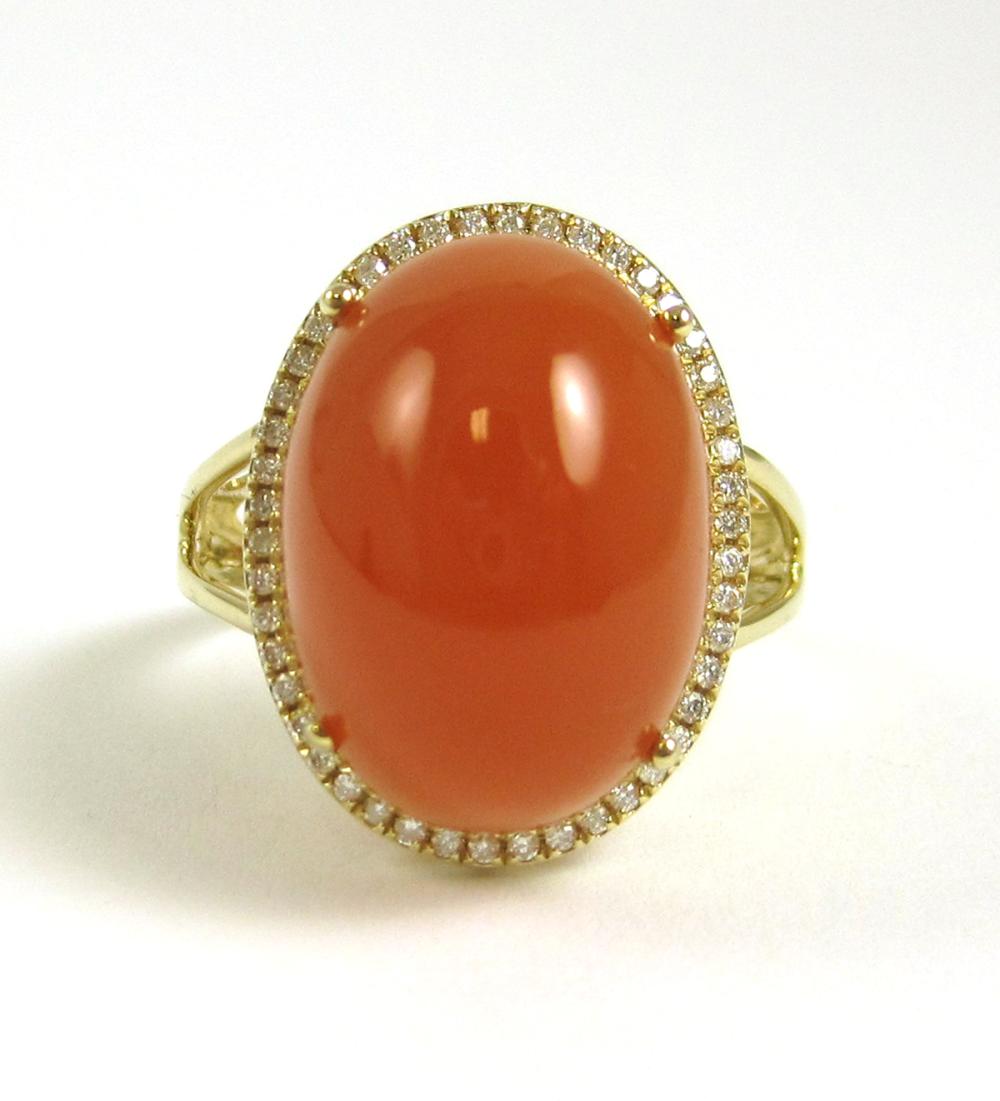 ORANGE MOONSTONE, DIAMOND AND