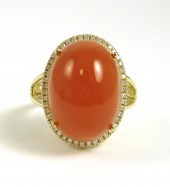 ORANGE MOONSTONE, DIAMOND AND