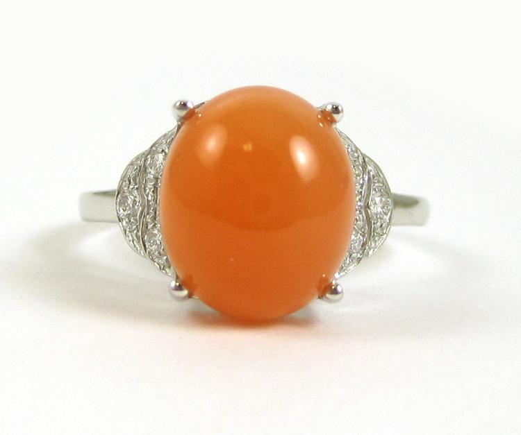 ORANGE MOONSTONE, DIAMOND AND