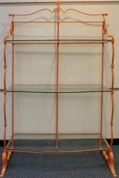 ORANGE PAINTED WROUGHT IRON AN