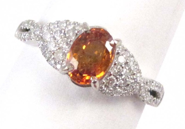 ORANGE SAPPHIRE AND DIAMOND RING