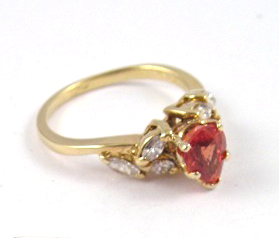 ORANGE SAPPHIRE AND DIAMOND RING