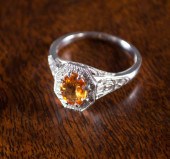 ORANGE SAPPHIRE, DIAMOND AND P
