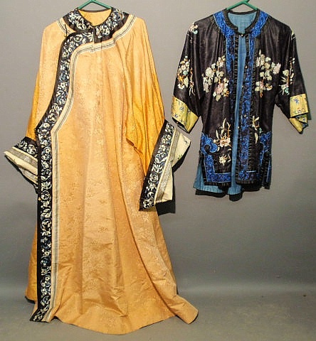 Orange silk Japanese kimono with
