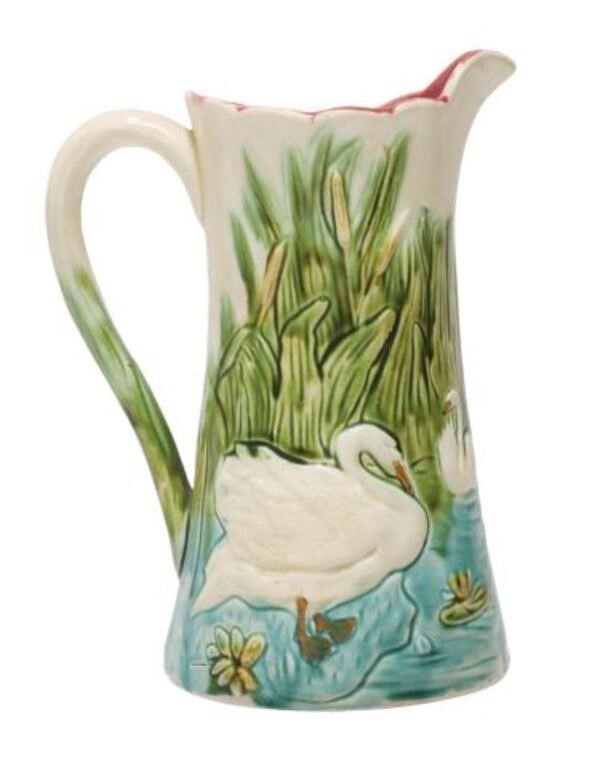 ORCHIES FRANCE MAJOLICA SWAN