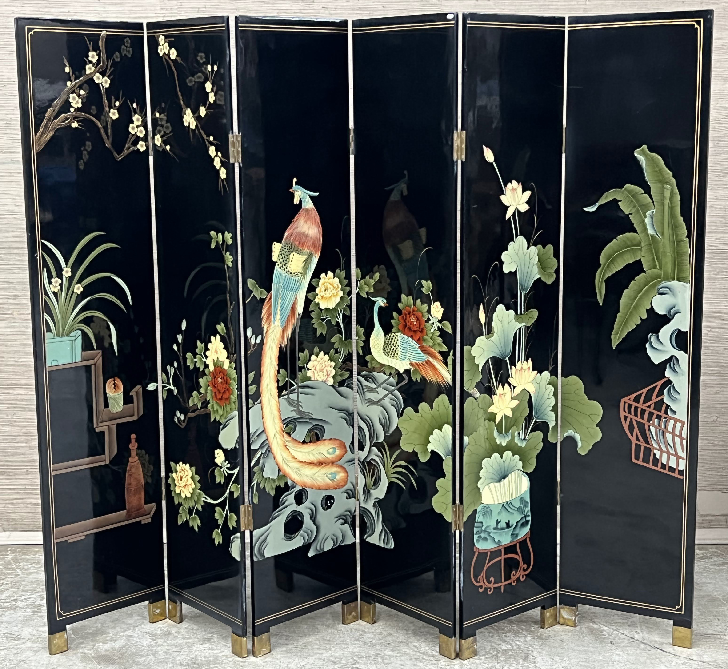 ORIENTAL 6 PANEL FLOOR SCREEN