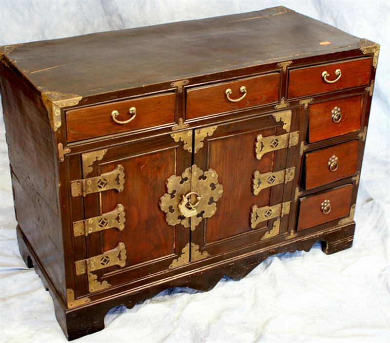 Oriental camphor wood chest with