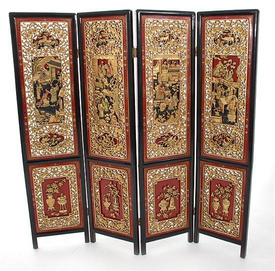 Oriental carved and painted