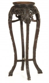 Oriental carved hardwood marbl