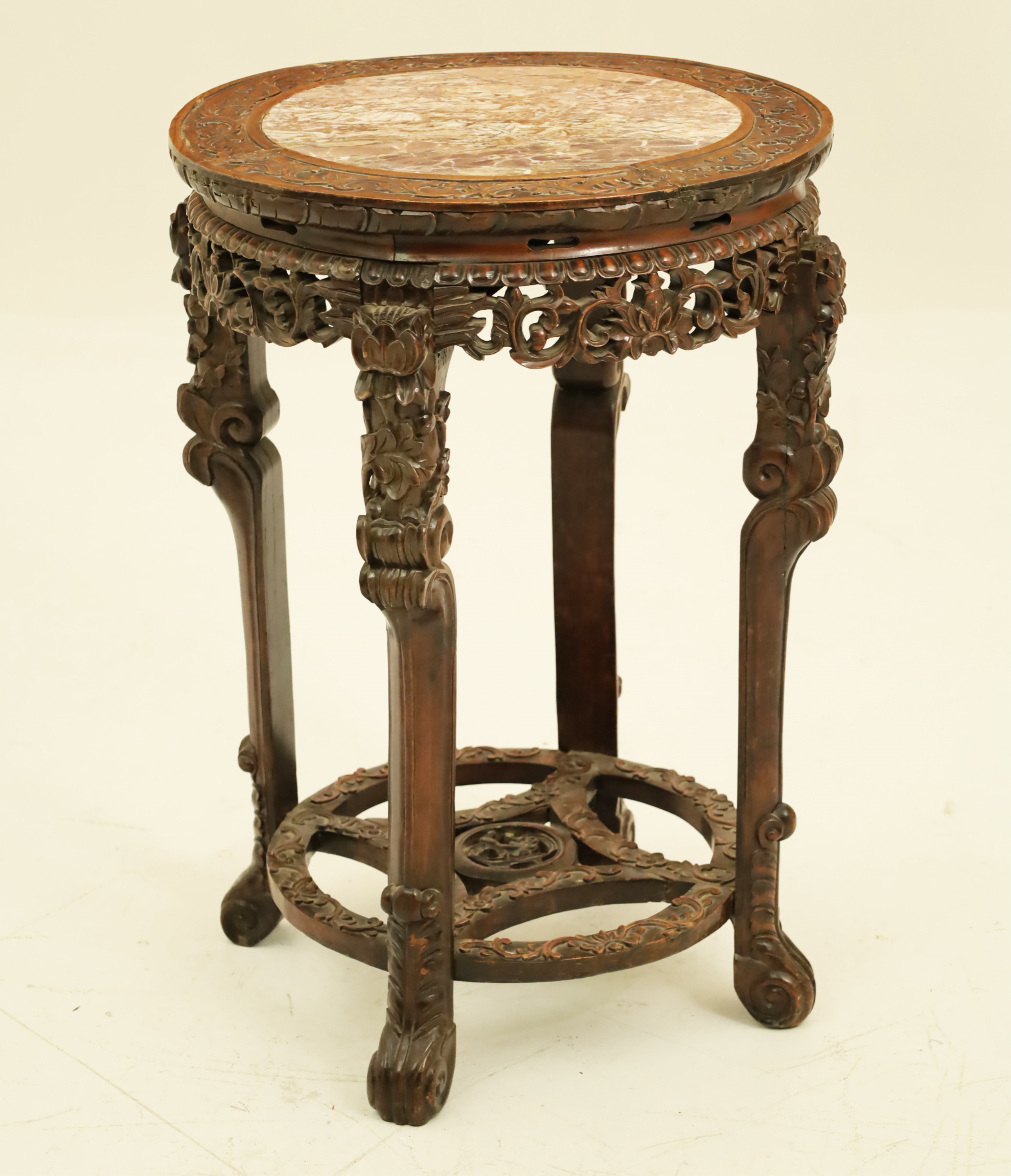ORIENTAL CARVED TEAKWOOD STAND W/
