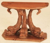 ORIENTAL CARVED WOOD DOLPHIN F