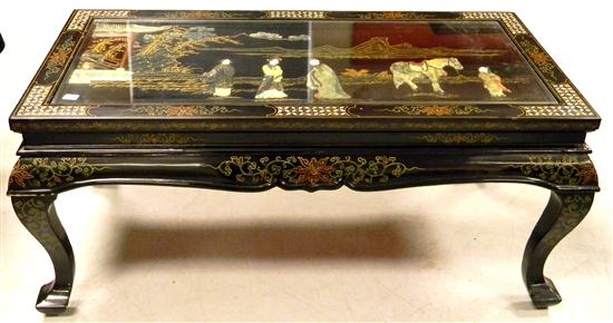 Oriental coffee table  carved stone