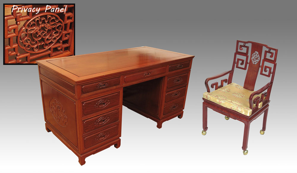 ORIENTAL DESK AND CHAIR: Desk