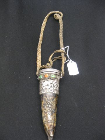 Oriental Jeweled Silver & Carved