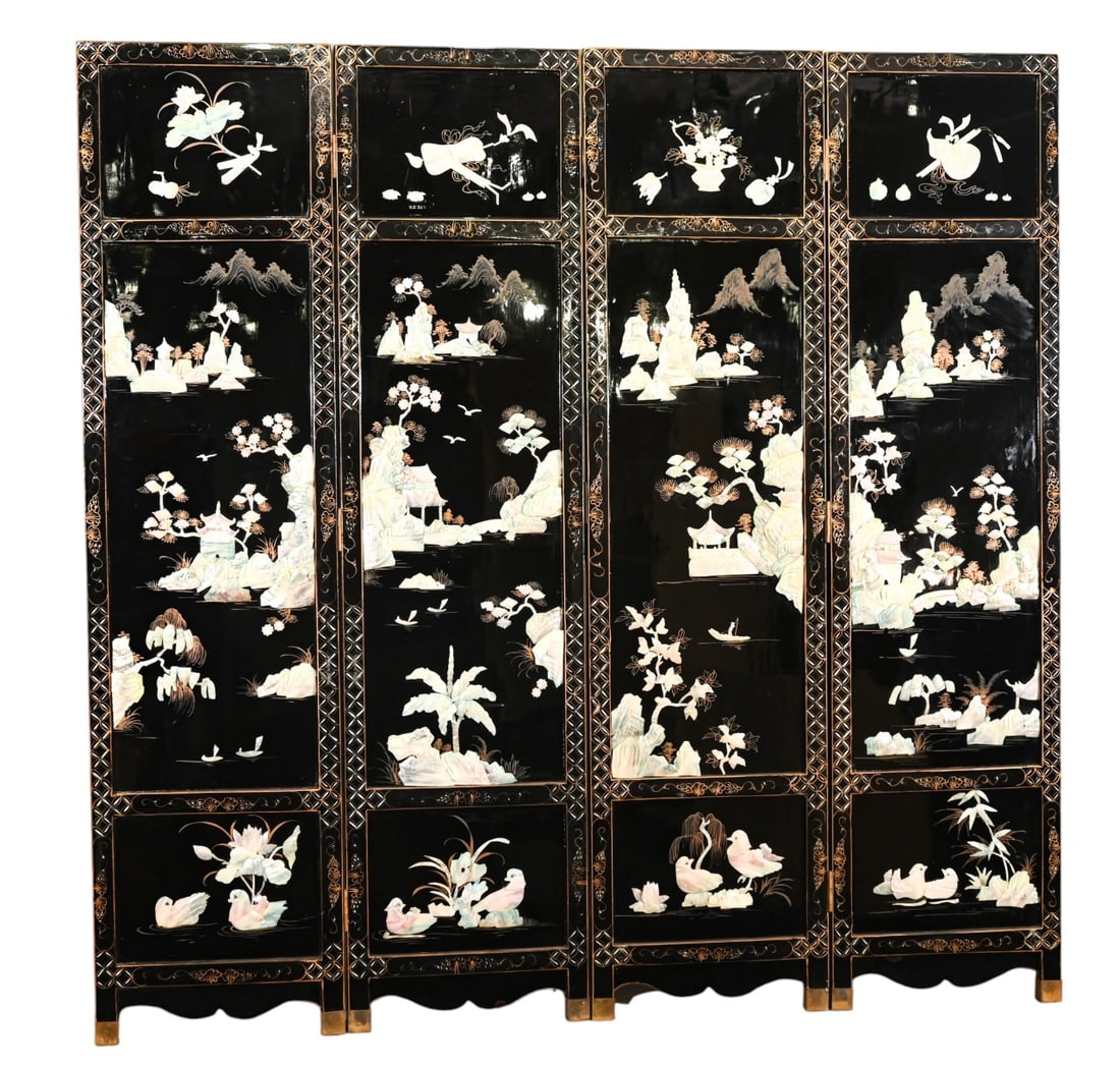 ORIENTAL PAINTED BLACK LACQUERED