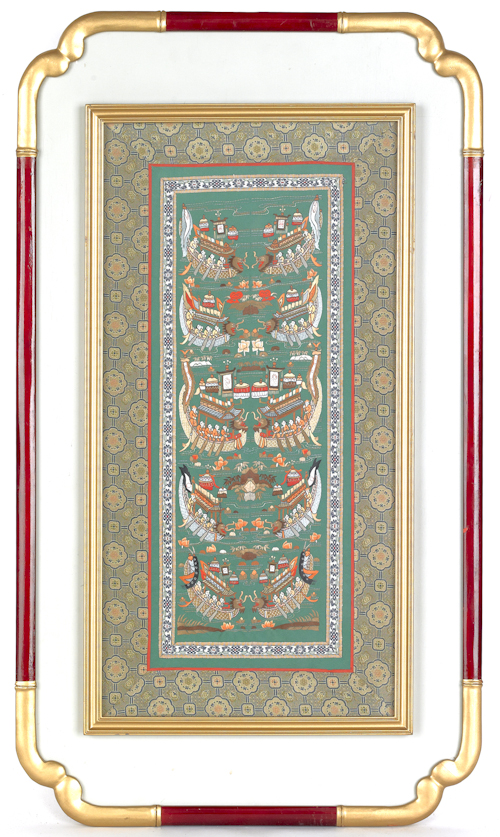 Oriental silk on silk needlework