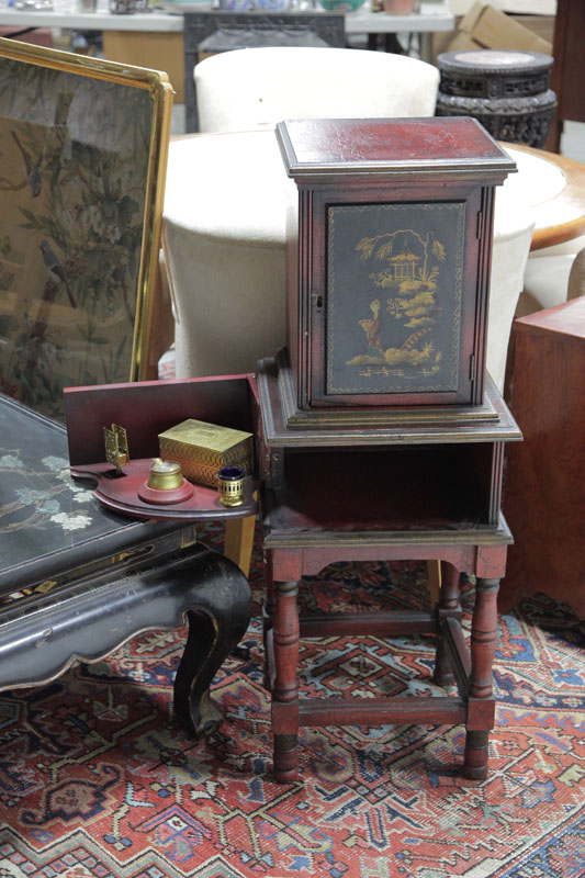 ORIENTAL STYLE SMOKING STAND. Red
