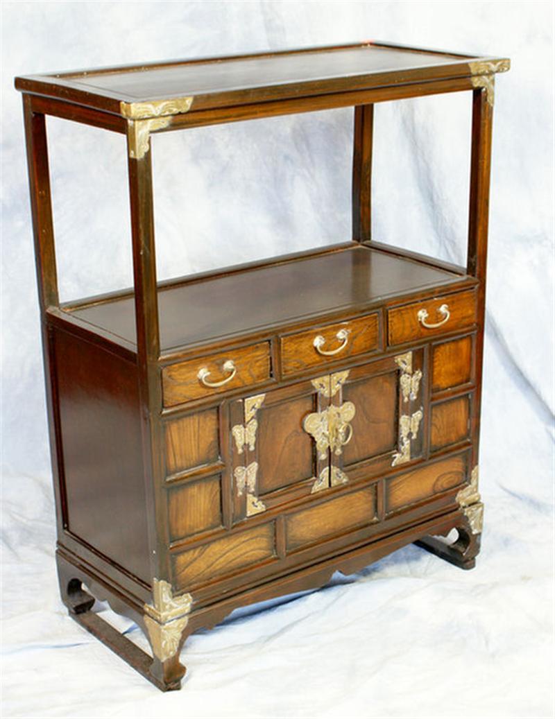Oriental teakwood side table with 3