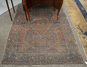 ORIENTAL THROW RUG (WORN), 4'4