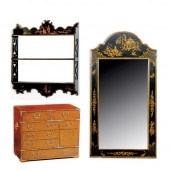 Oriental wall shelf chest and