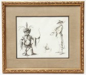 "ORIENTALIST MAN, HORSE, MAN W