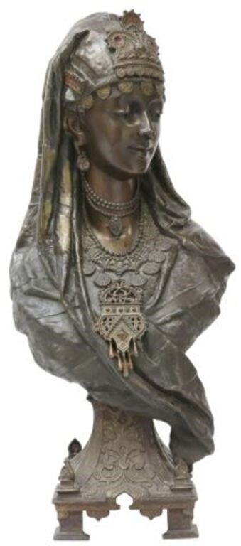 ORIENTALIST PATINATED METAL BUST OF