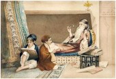 Orientalist watercolor, teache