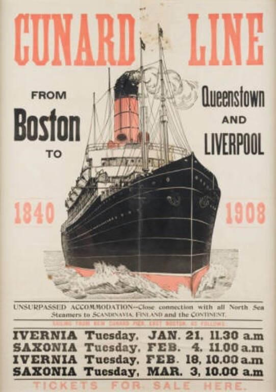 ORIGINAL CUNARD LINE POSTER,