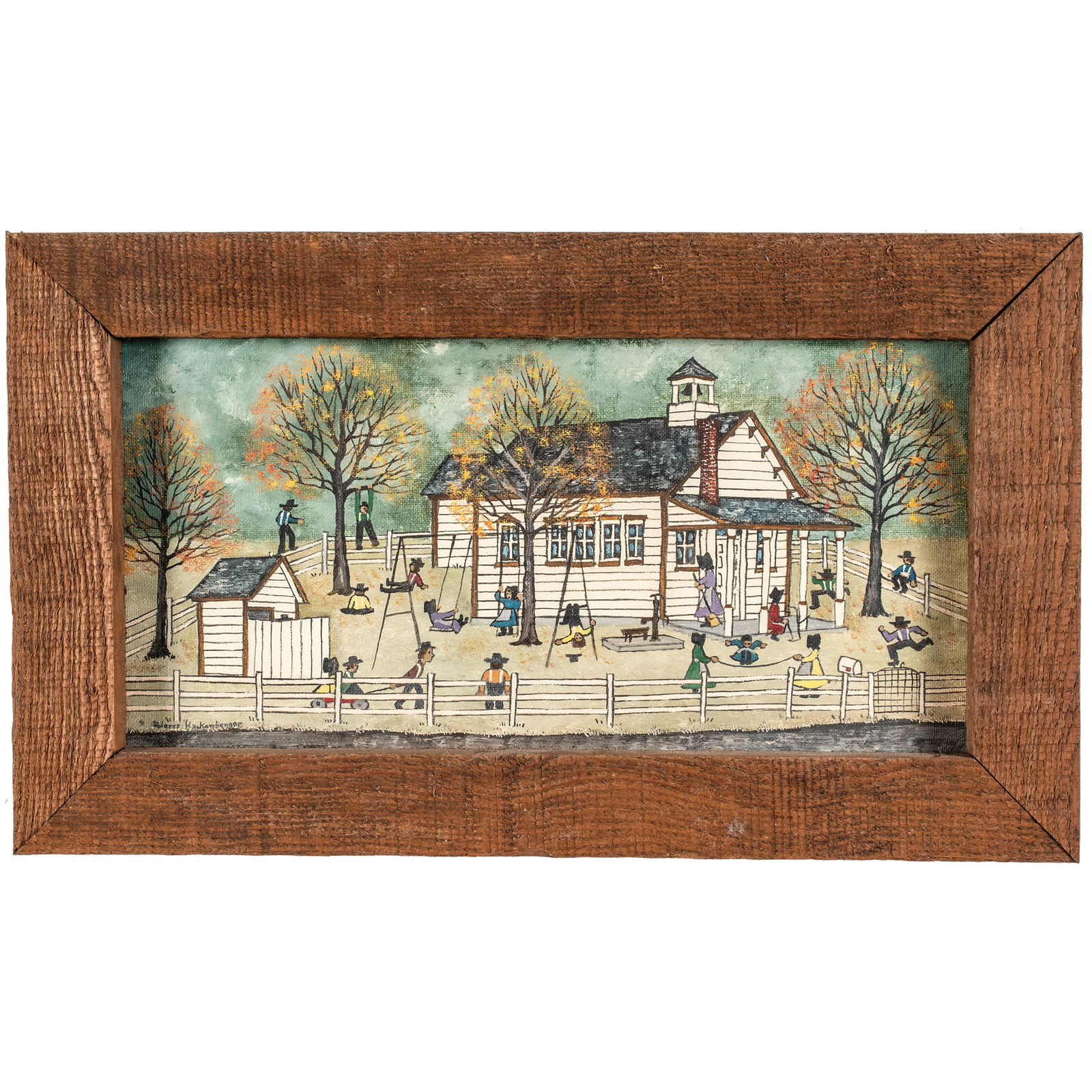 ORIGINAL FOLK ART OIL PAINTING OF A