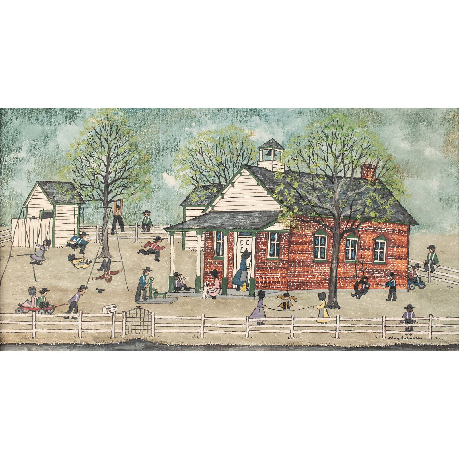 ORIGINAL FOLK ART OIL PAINTING OF A