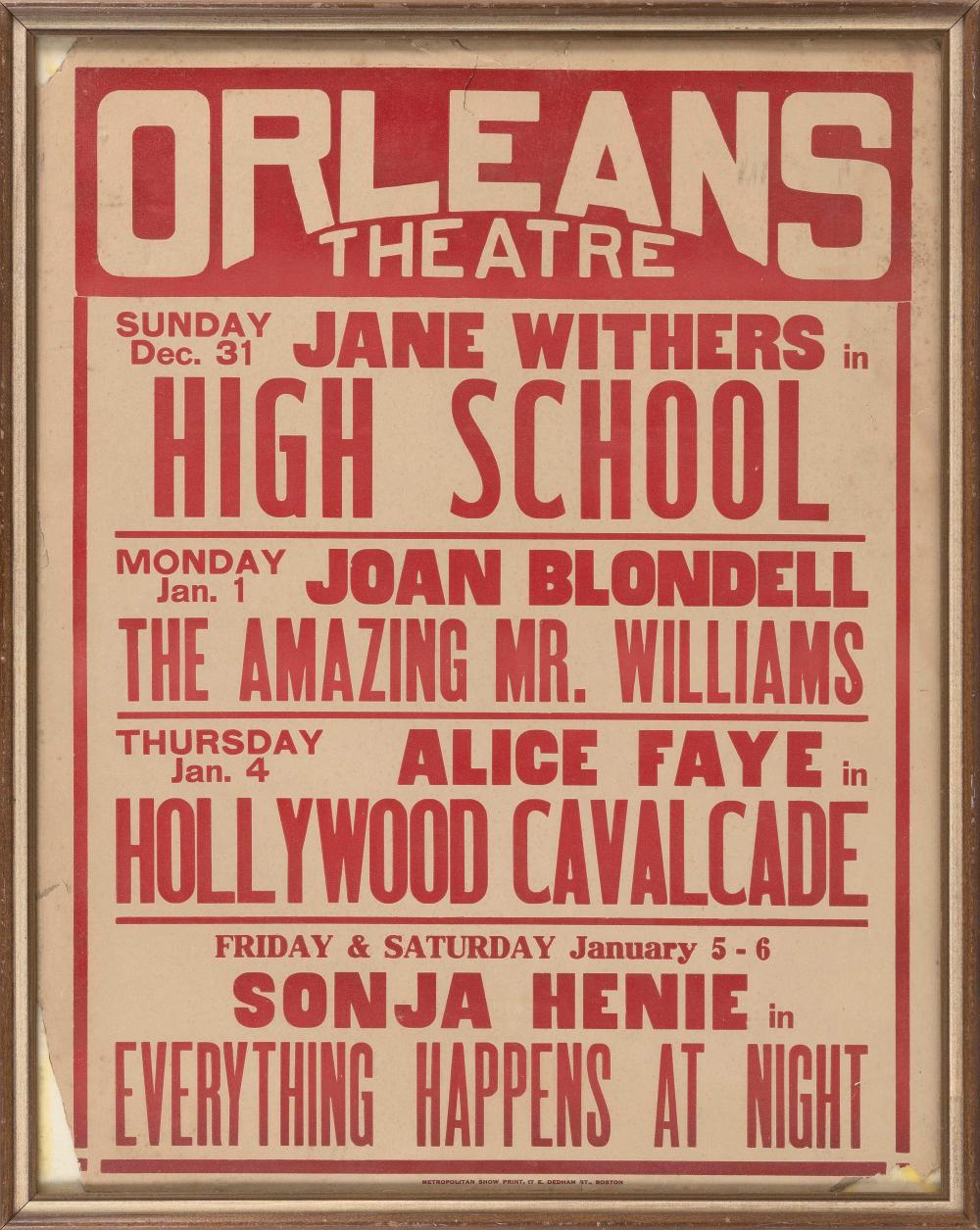 ORLEANS THEATRE MOVIE POSTER