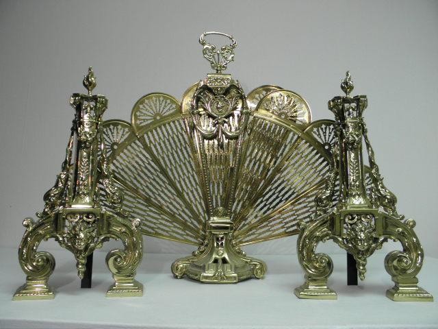 Ormolu brass figural andirons and