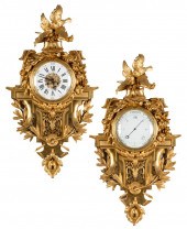 ORMOLU CARTEL CLOCK & BAROMETE