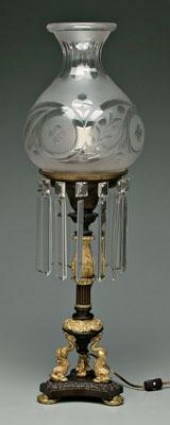 Ormolu mounted astral lamp, in