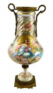 ORMOLU MOUNTED PORCELAIN URN,