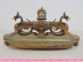 ORNATE BRASS INKWELL WITH WING