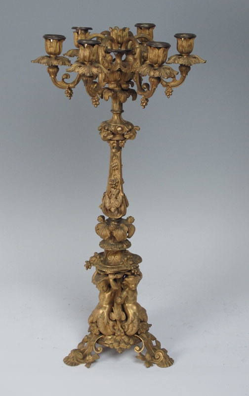 ORNATE BRONZE CANDELABRUM: Highly